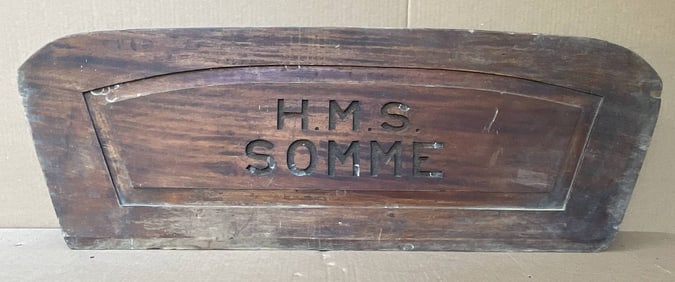 Carved and Shaped Seat Back from HMS Somme of the Royal Navy