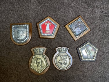 Group of Six Royal Navy Ship's Badges