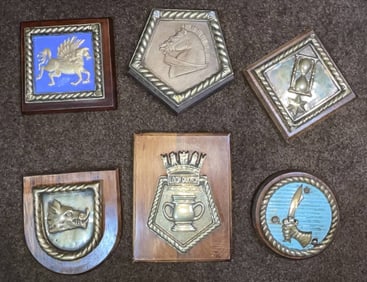 Royal Navy Ship's Badges from Six Warships including HMS Pegasus