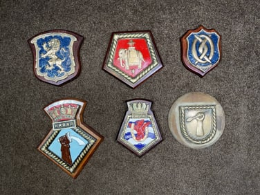 Group of Six Royal Navy Ship's Badges