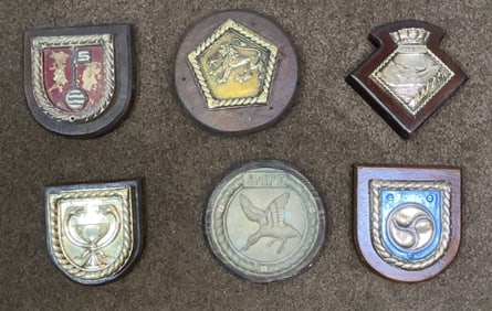 Royal Navy Ship's Badges in Circular, Badge, Diamond, and Pentagonal Shapes