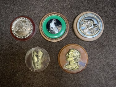 Royal Navy Badges from HMS Vanguard, HMS Warspite, HMS Iron Duke, HMS Courageous and One Unknown