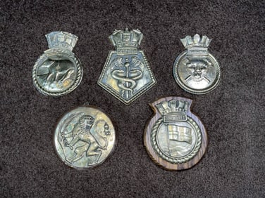 Royal Navy Ship's Badges and Gun Tampion from Submarine and Warships