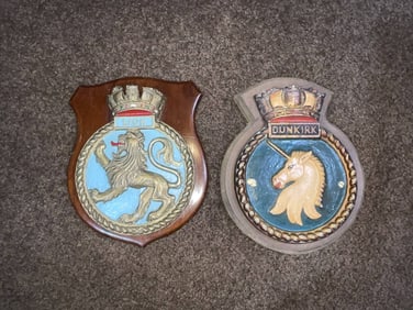 Royal Navy Ship's Badges for HMS Lion and HMS Dunkirk