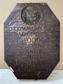 HMS Woodcock Ship's Adoption Plaque from Cuckfield, Sussex, 1942