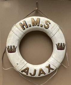 Royal Navy HMS Ajax Lifering with Painted Decoration