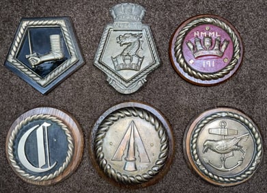 6 Chatham pattern Royal Navy Tampions and Badges.