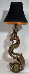 Massive Solid Brass Mythical Dolphin as a Lamp