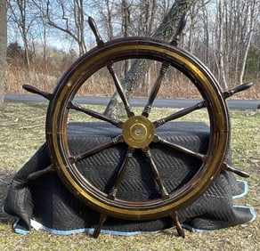Ship's Wheel with Brass Hub from the 19th Century