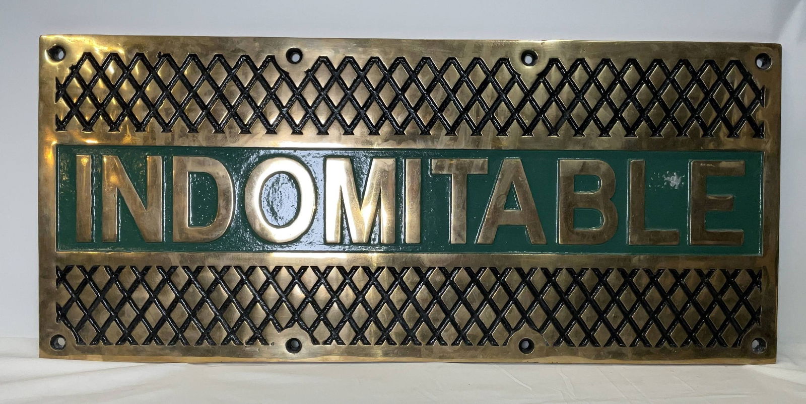 Royal Navy Ship’s Treadplate Indomitable: Ship’s Treadplate from the Royal Navy aircraft carrier HMS Indomitable, an Illustrious-class fleet carrier launched in 1940 and one of the most important British capital ships of the Second World