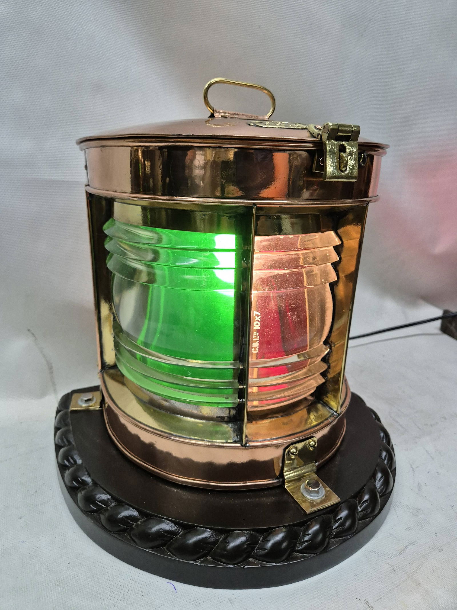 Solid Copper Ships Bow Lantern with Colored Lenses - 10
