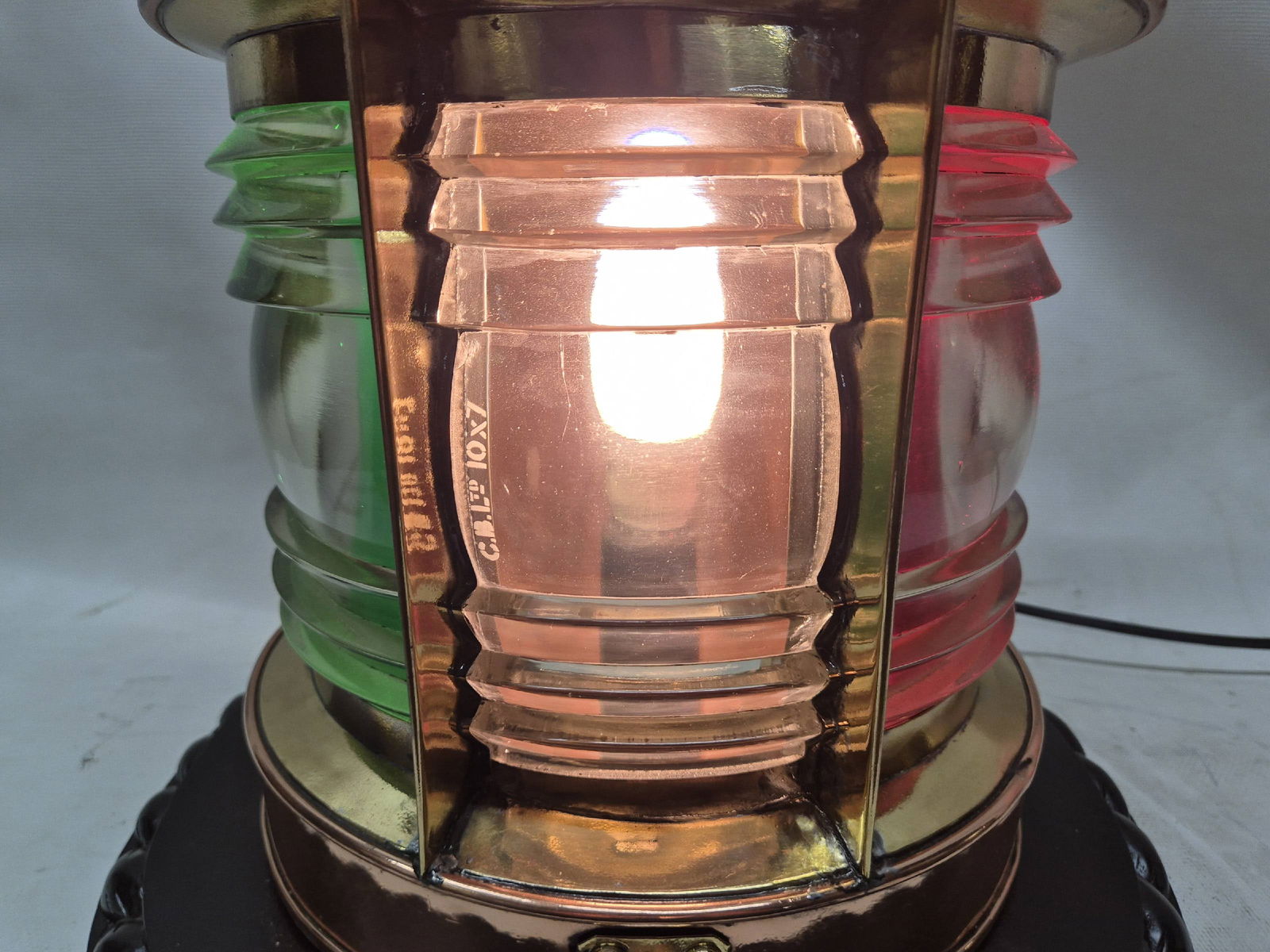 Solid Copper Ships Bow Lantern with Colored Lenses - 12