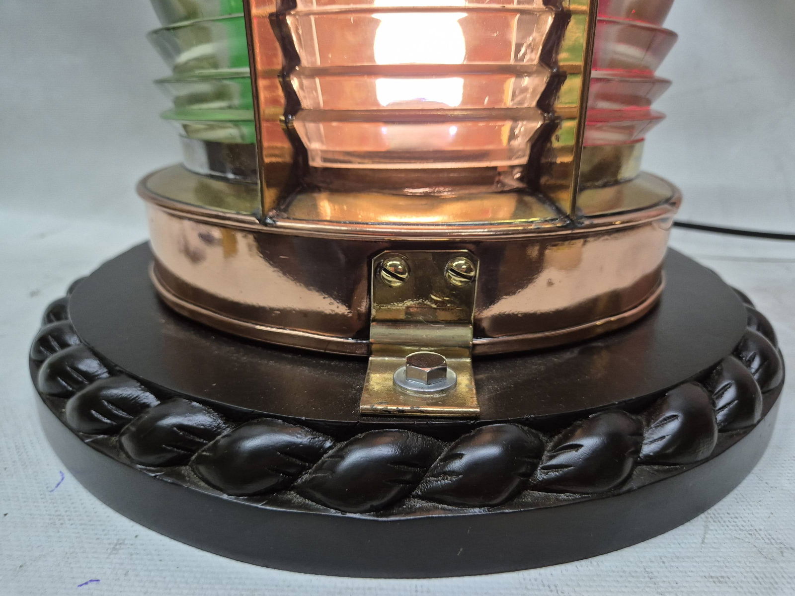 Solid Copper Ships Bow Lantern with Colored Lenses - 15