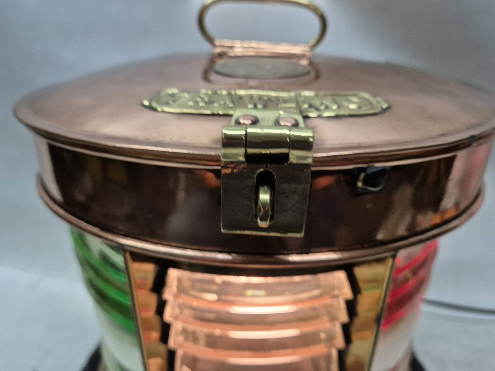 Solid Copper Ships Bow Lantern with Colored Lenses - 16