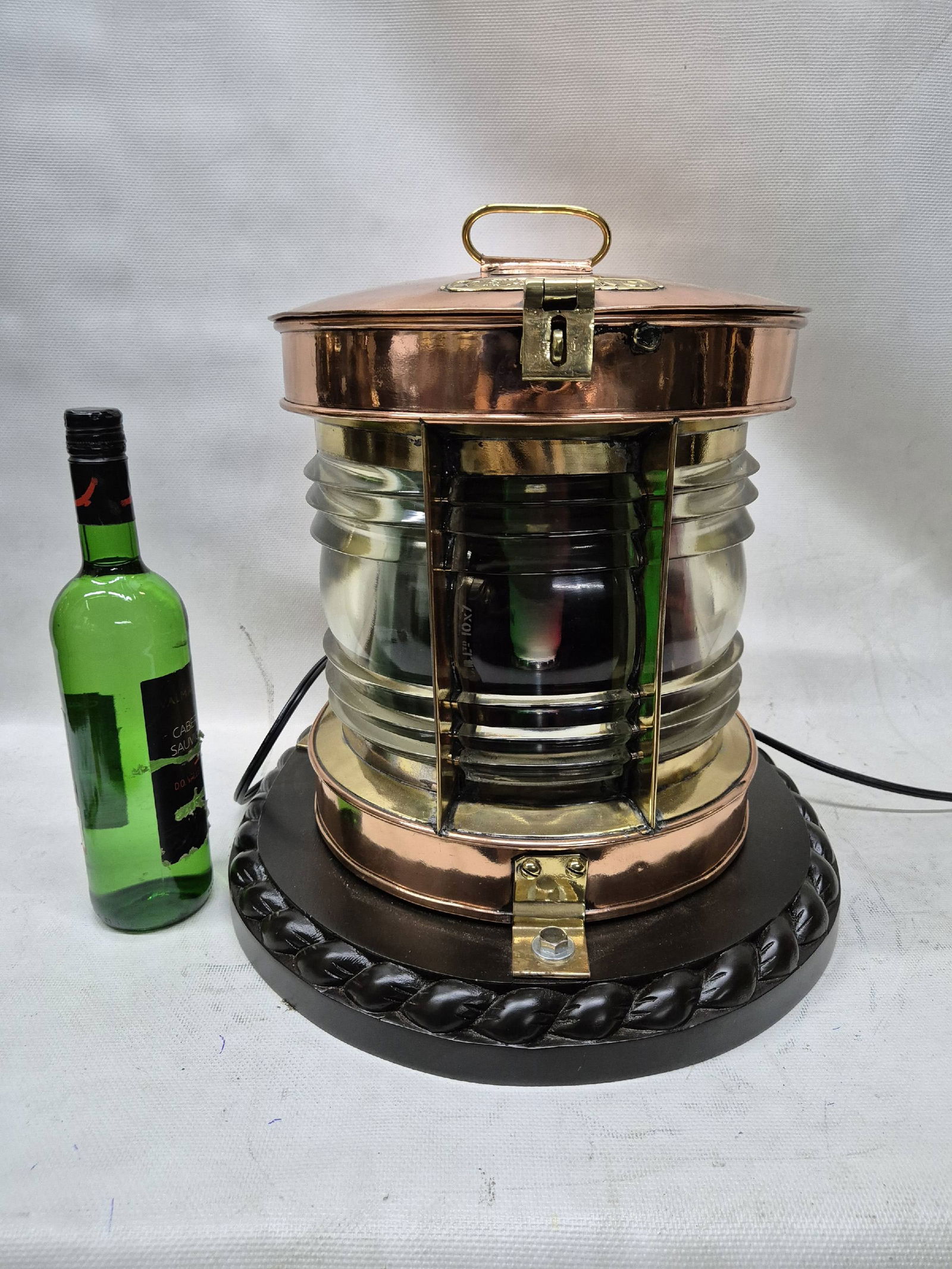 Solid Copper Ships Bow Lantern with Colored Lenses - 2