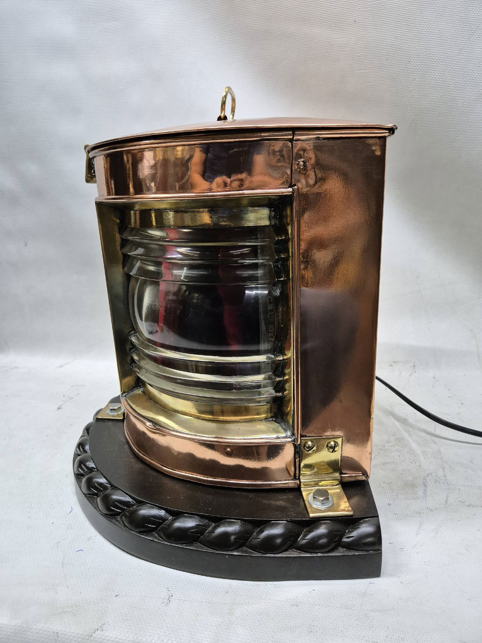 Solid Copper Ships Bow Lantern with Colored Lenses - 3