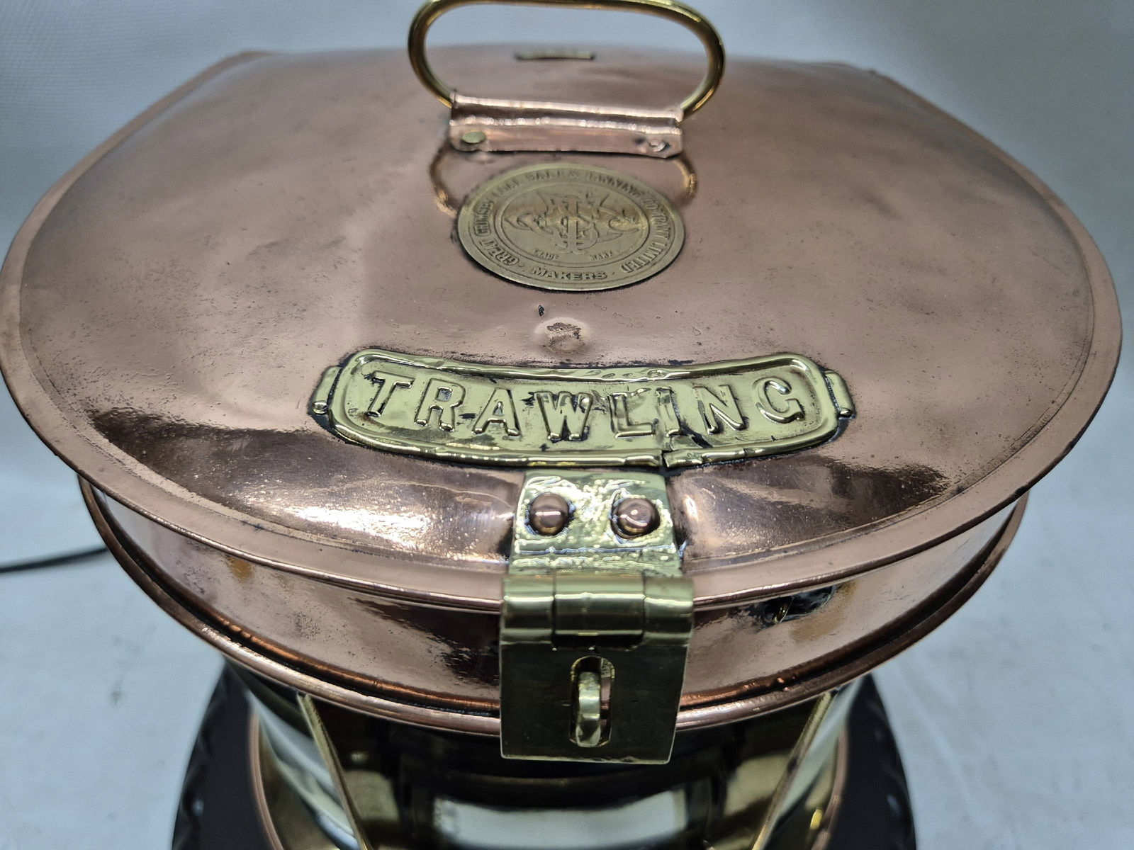 Solid Copper Ships Bow Lantern with Colored Lenses - 7