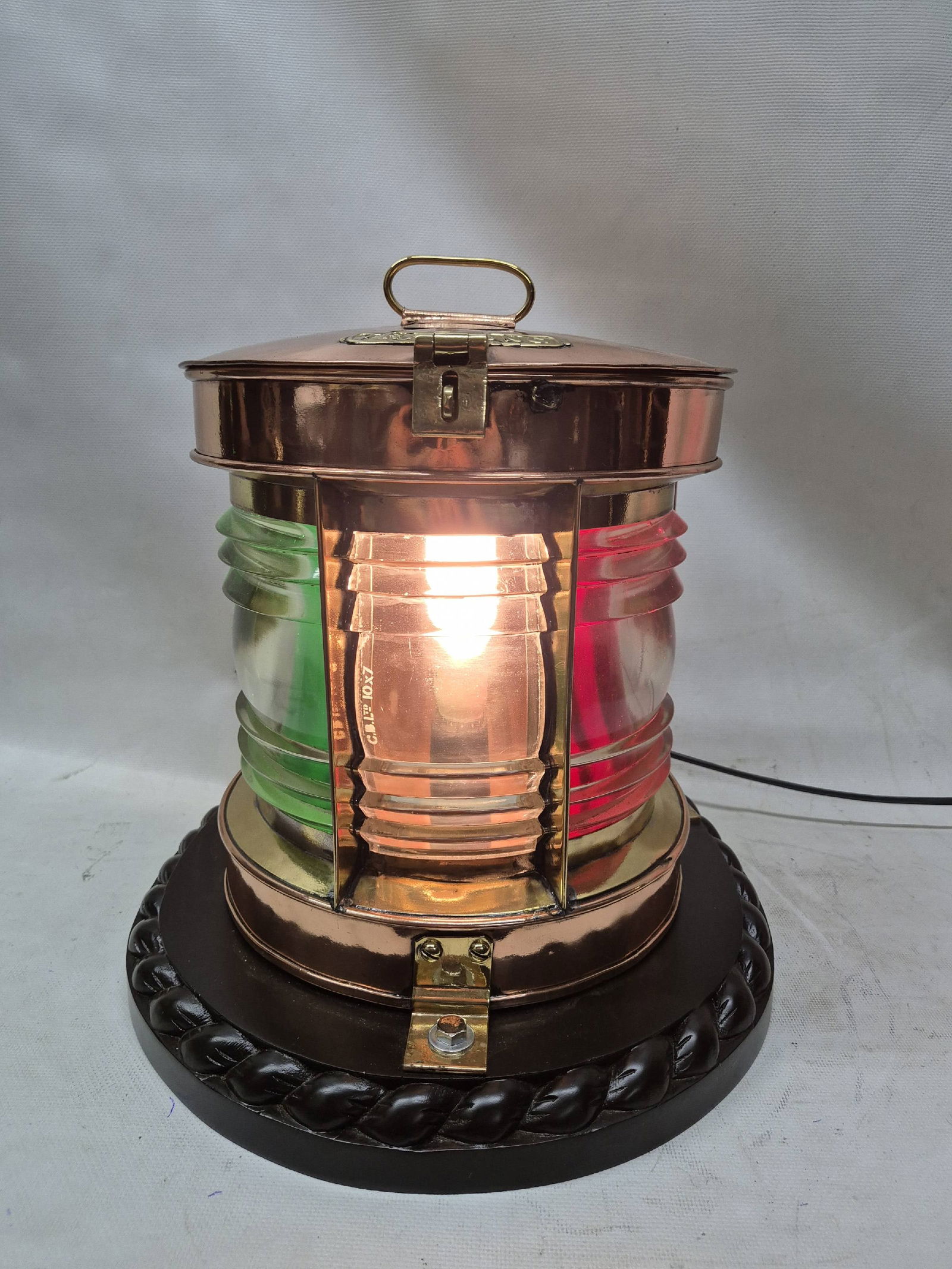 Solid Copper Ships Bow Lantern with Colored Lenses - 8