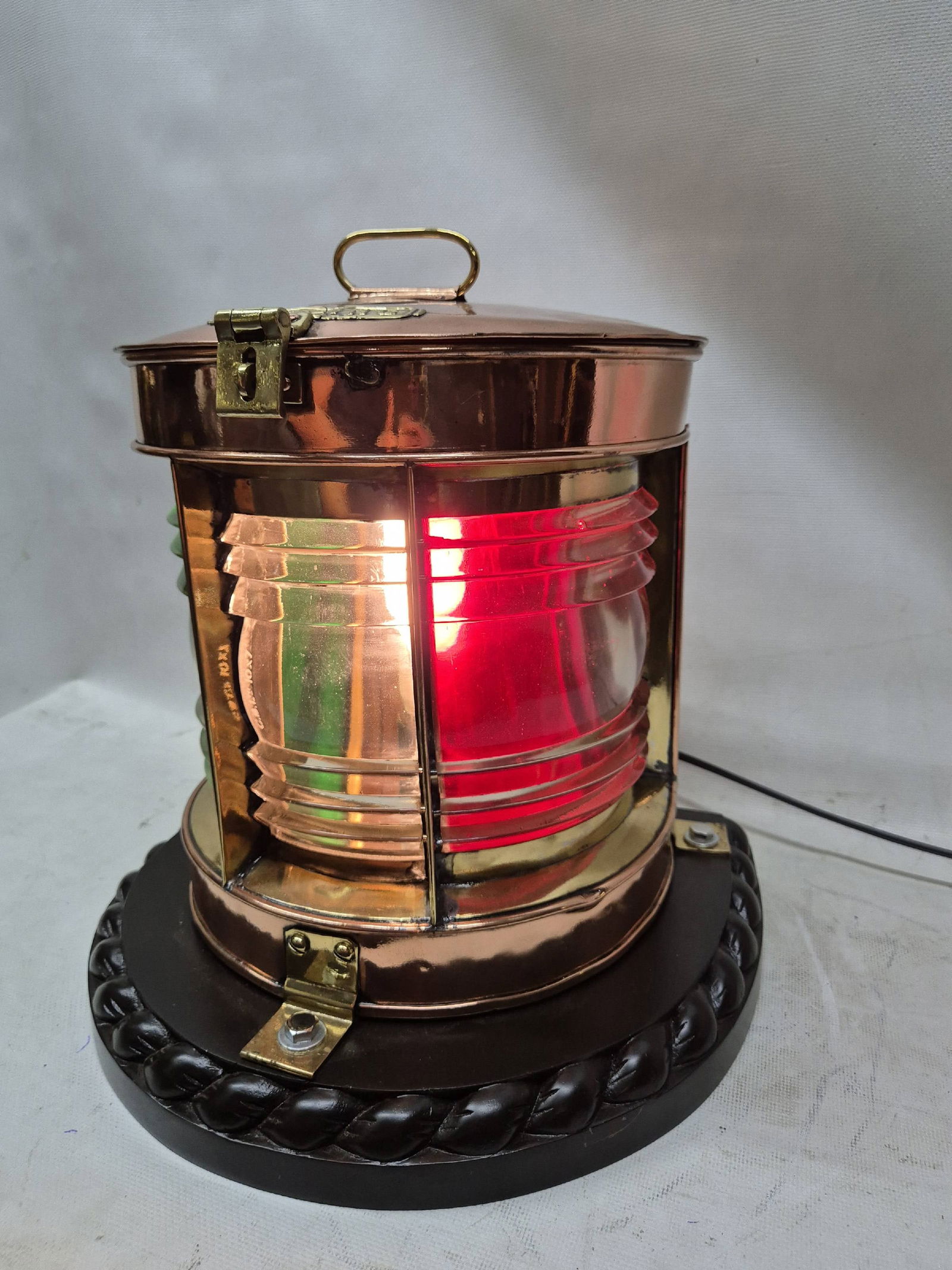 Solid Copper Ships Bow Lantern with Colored Lenses - 9