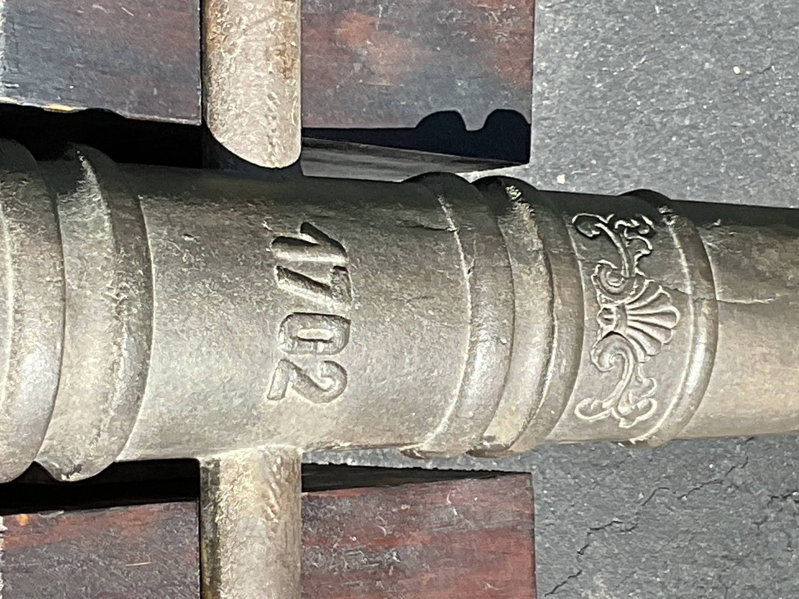 Pair of Bronze Spanish 1702 Replica Cannons on Carriages - 4