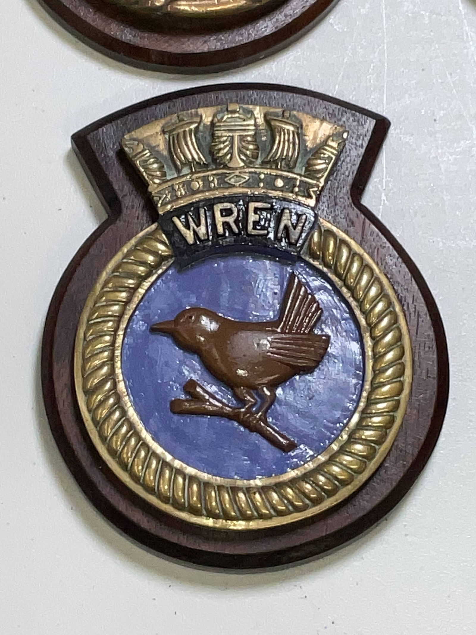 Four Solid Brass British Royal Navy Screen Badges - 5