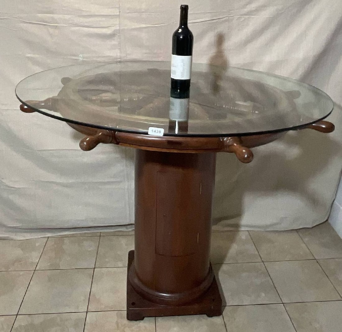 Ships Wheel Table on Binnacle Base - 2