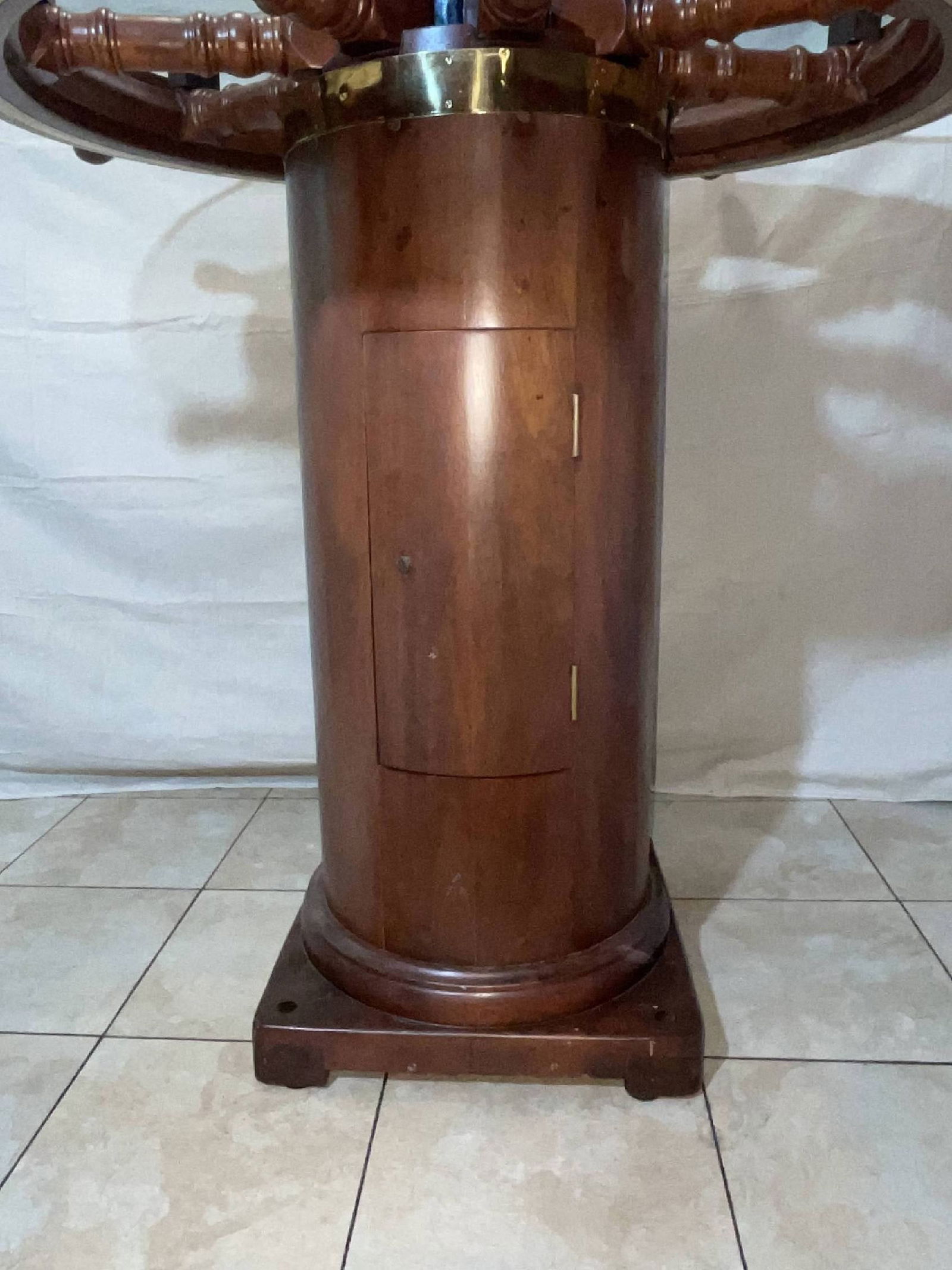 Ships Wheel Table on Binnacle Base - 4