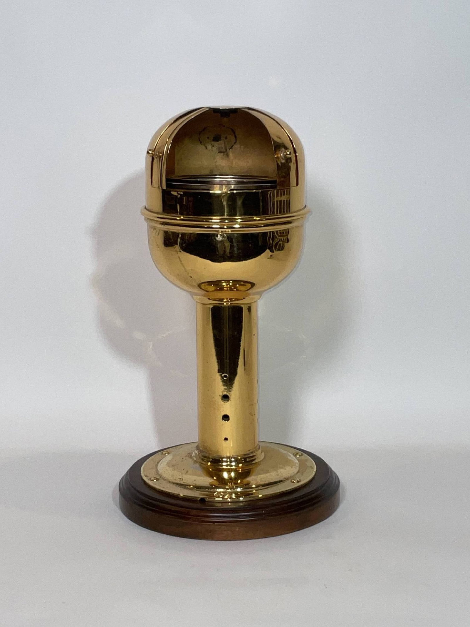 Antique Yacht Binnacle that is Possibly Gold Plated: Antique yacht binnacle with a Kelvin White of Boston dry card compass. The binnacle has what looks like gold leaf plating. 18 lbs. 20" H x 11" Diameter.