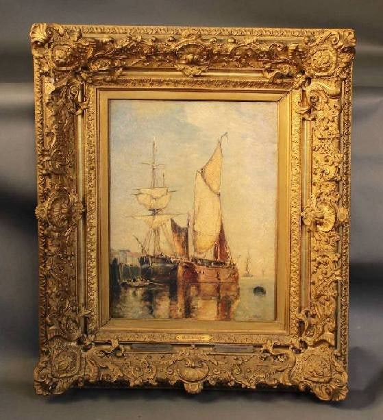 Oil on Canvas by P.J. Clays, Gift of J.P. Morgan, 1897 New York Yacht Club Trophy. (1 of 13)