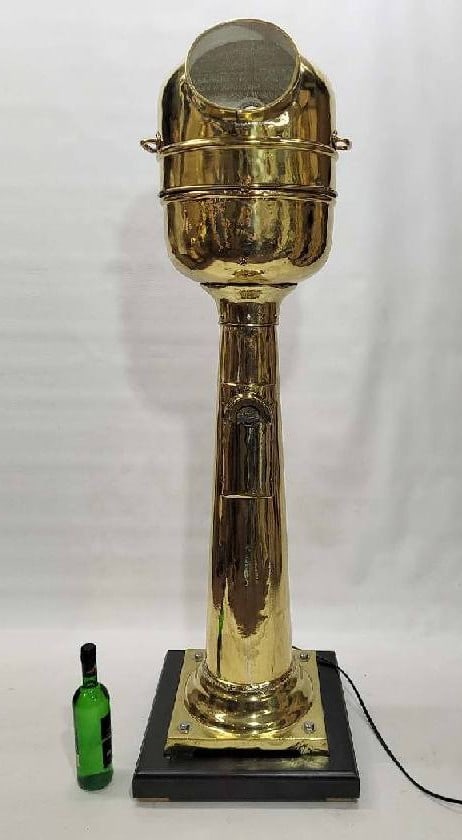 Pedestal Binnacle by Kelvin Bottomley and Baird LTD: Ships Bridge Binnacle by Kelvin Bottomley Baird Limited of Glasgow and London. The entire Binnacle has been meticulously polished and lacquered. The gimballed compass is engraved 0270. The interior