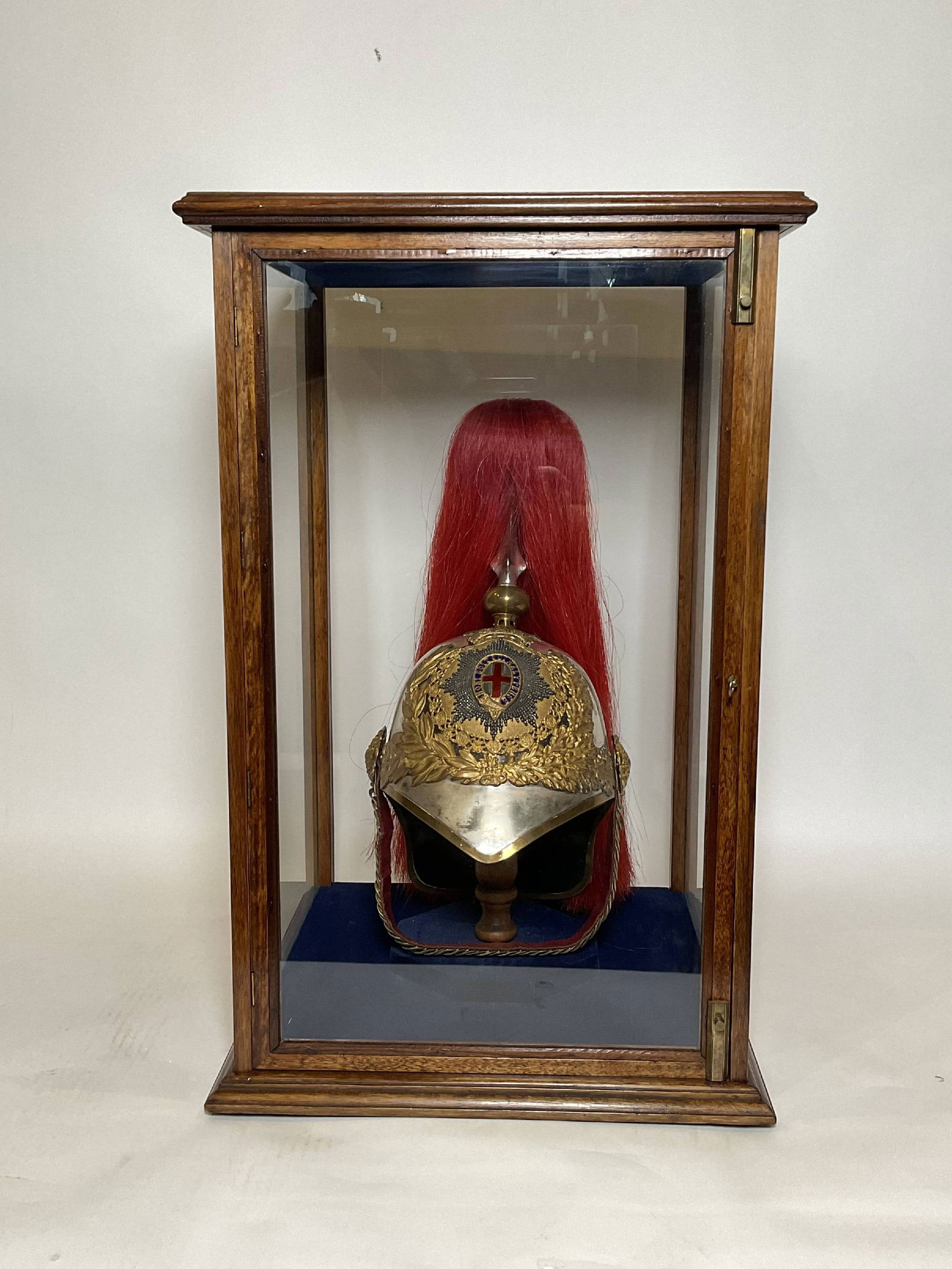 Vintage Military Helmet from the Coldstream Guards: QC British military silver plated brass Guards helmet with the badge of the Coldstream Guards. The Coldstream Guards is the oldest serving regiment in the British Army. Their badge is a variation of