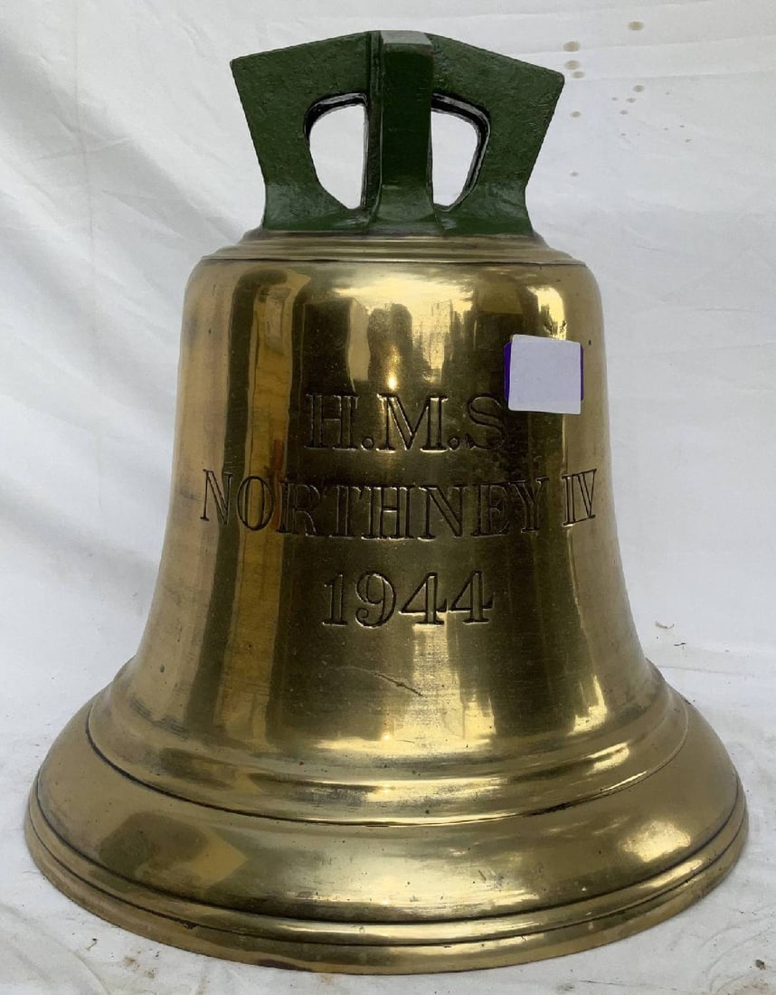 Bell from H.M.S. Northney IV, 1944: Solid brass bell from the ship H.M.S. Northney IV, engraved “H.M.S. NORTHNEY IV 1944”. Northney was the commissioned name of a Royal Navy shore establishment on Hayling Island, Hampshire,