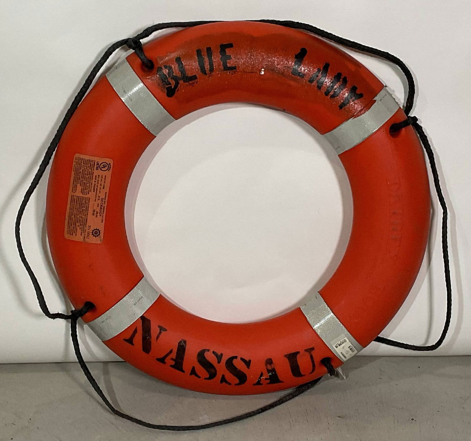 Lifering from the Blue Lady Ex SS France by SS Norway: Authentic lifering from the Blue Lady of Nassau. The 1035 foot ocean liner/cruise liner was launched as the SS France, then became the SS Norway, ending her career as the cruise ship Blue Lady. 6 lbs.