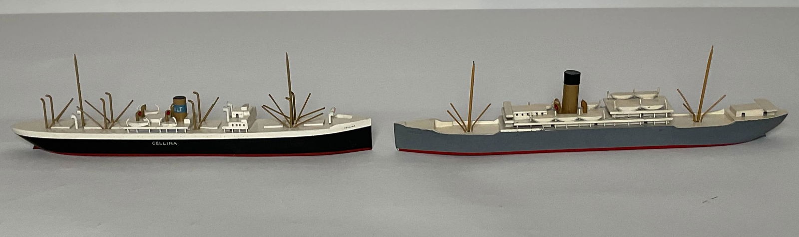 A Pair of Van Ryper Travel Models: First is Cellina, one of five ships sailing as the Liberia Line for NLT in the 1930's. She was built in 1926 and her primary trade route was from the Meditteranean through the Panama Canal to West Coa