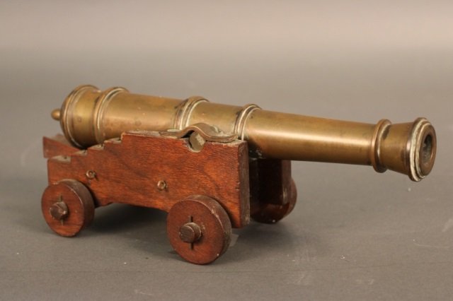 Solid Brass Signal Cannon on Carriage (1 of 4)
