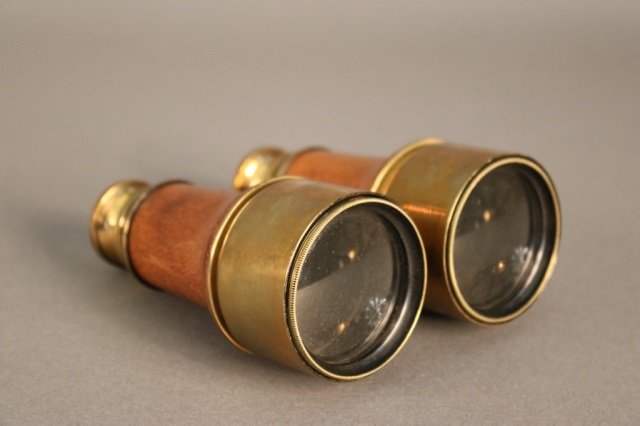 Leather Wrapped Edwardian Library Binoculars (1 of 4)