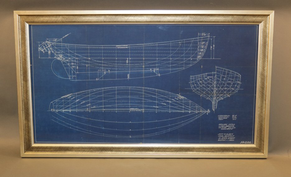 Original Yacht Blueprint of a Ketch (1 of 3)