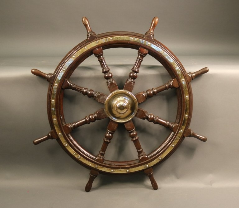 19th-Century Ship's Wheel with Brass (1 of 3)