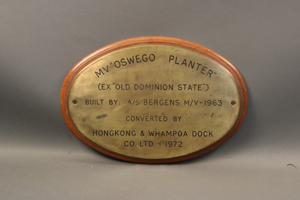 Original Ship Builder's Plate "Oswego Planter" (1 of 3)