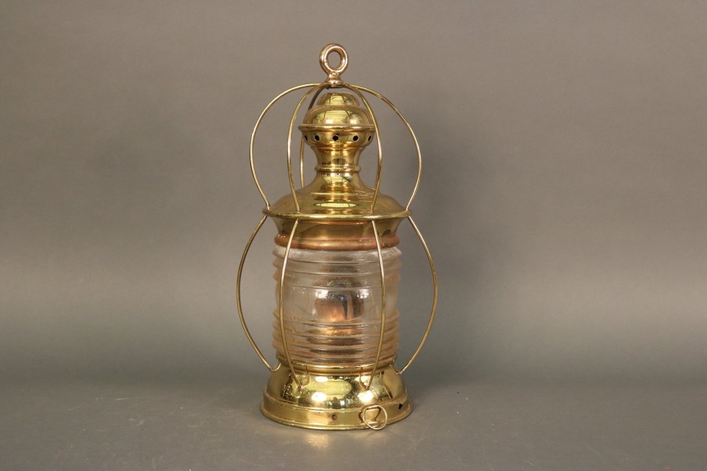19th-Century Solid Brass Ship's Lantern (1 of 3)