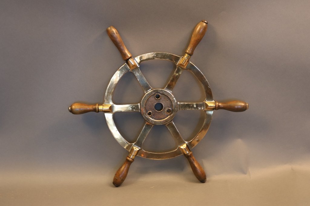Six Spoke Solid Brass Ship Wheel (1 of 3)