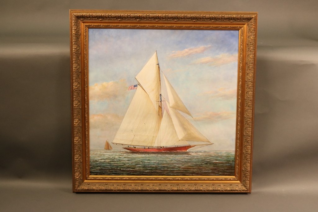 Oil on Canvas of Sailing Yacht by Tayler (1 of 5)