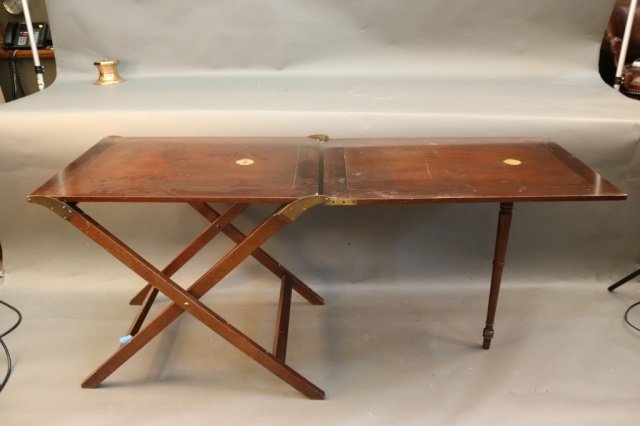 Brass and Mahogany Campaign Table (1 of 1)