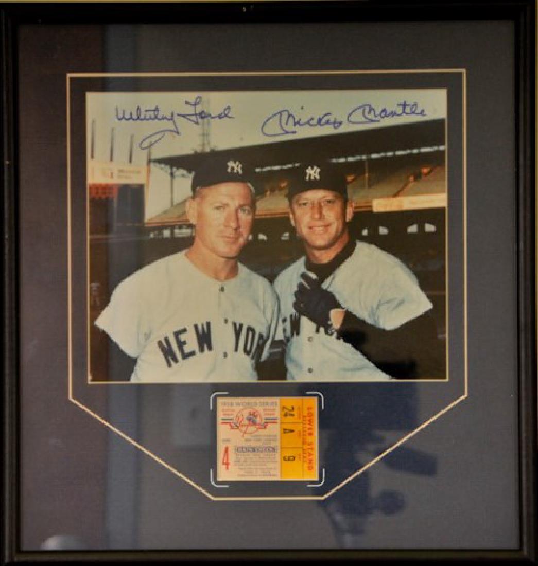 Whitey Ford & Mickey Mantle w/ World Series Ticket: 15 x 14 1/2 - signed framed Whitey Ford and Mickey Mantle photograph and 1958 World Series Ticket. Obtained from 4th Annual Southeast Regional Atlanta Baseball Card Show, November 24 & 25.