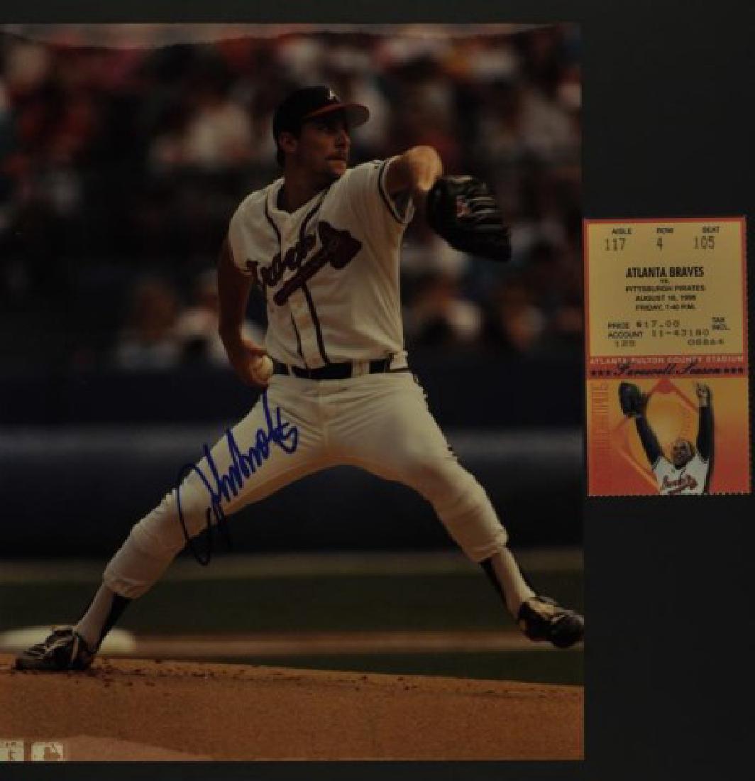 Signed John Smoltz Photo w/ Game Ticket (1 of 3)