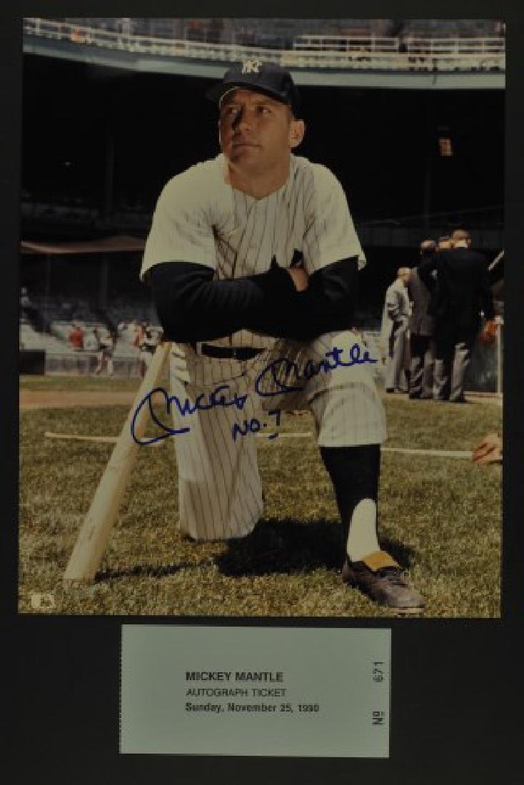 Signed Mickey Mantle No. 7 Photo w/ Ticket (1 of 1)