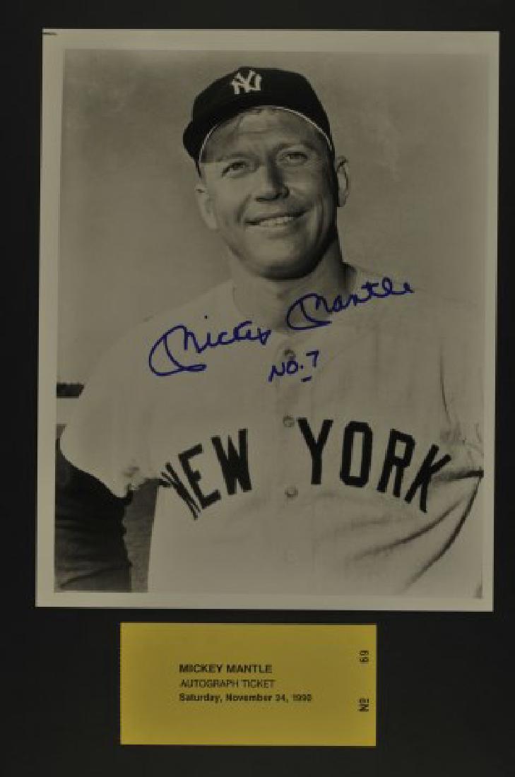 Signed Mickey Mantle No. 7 Photo w/ Ticket (1 of 1)
