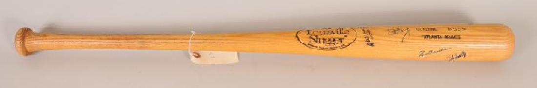 Bat with Several Atlanta Braves Signatures: Signed Braves Bat: Maddux, Smoltz, Avery, Glavine, Mercker, Wohlers--Louisville Slugger 125 K55 Atlanta Braves "49" on knob