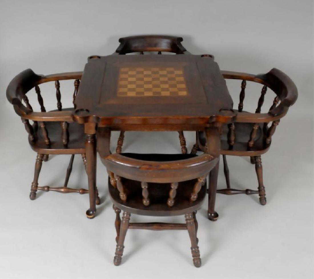 Ethan Allen Pine Games Table & 4 Club Chairs