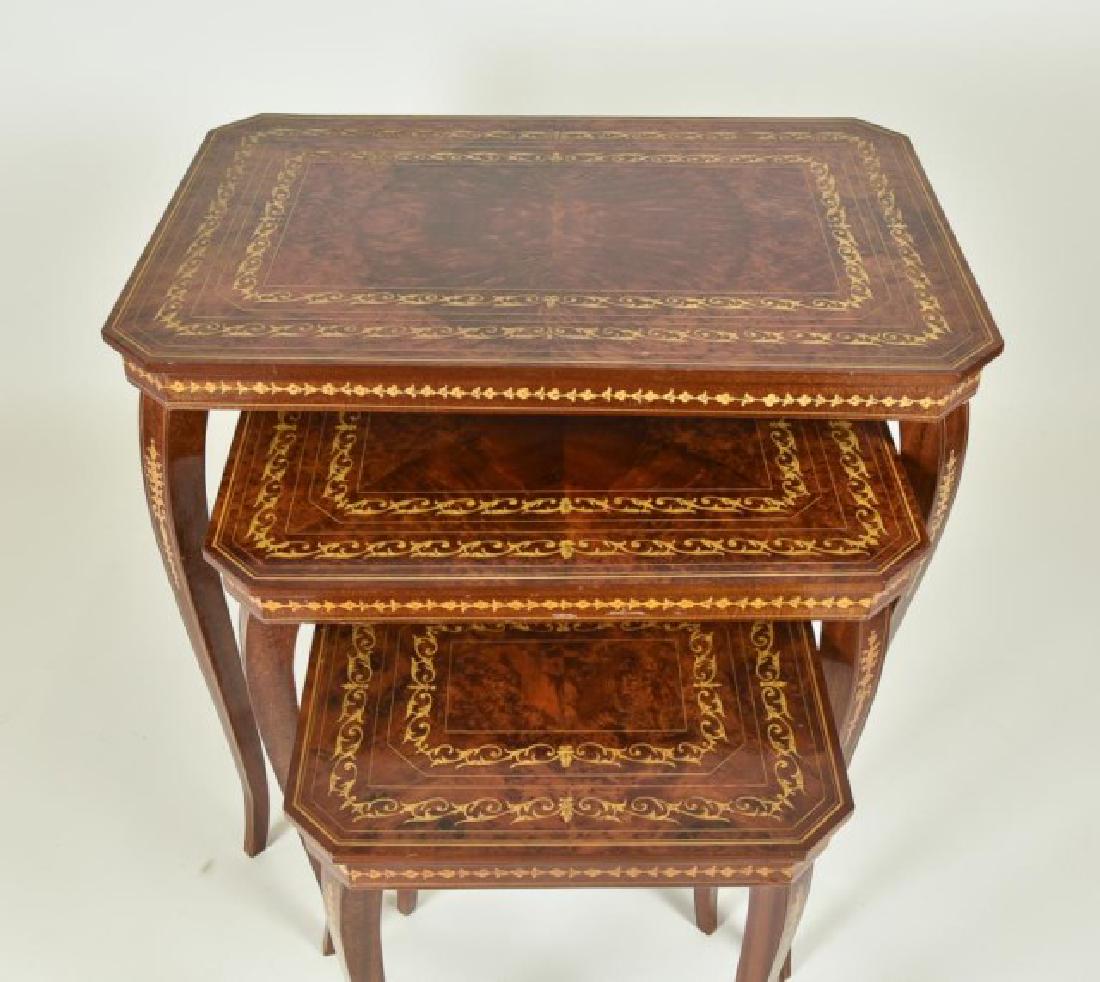Set of Three Italian Inlaid Nesting Tables